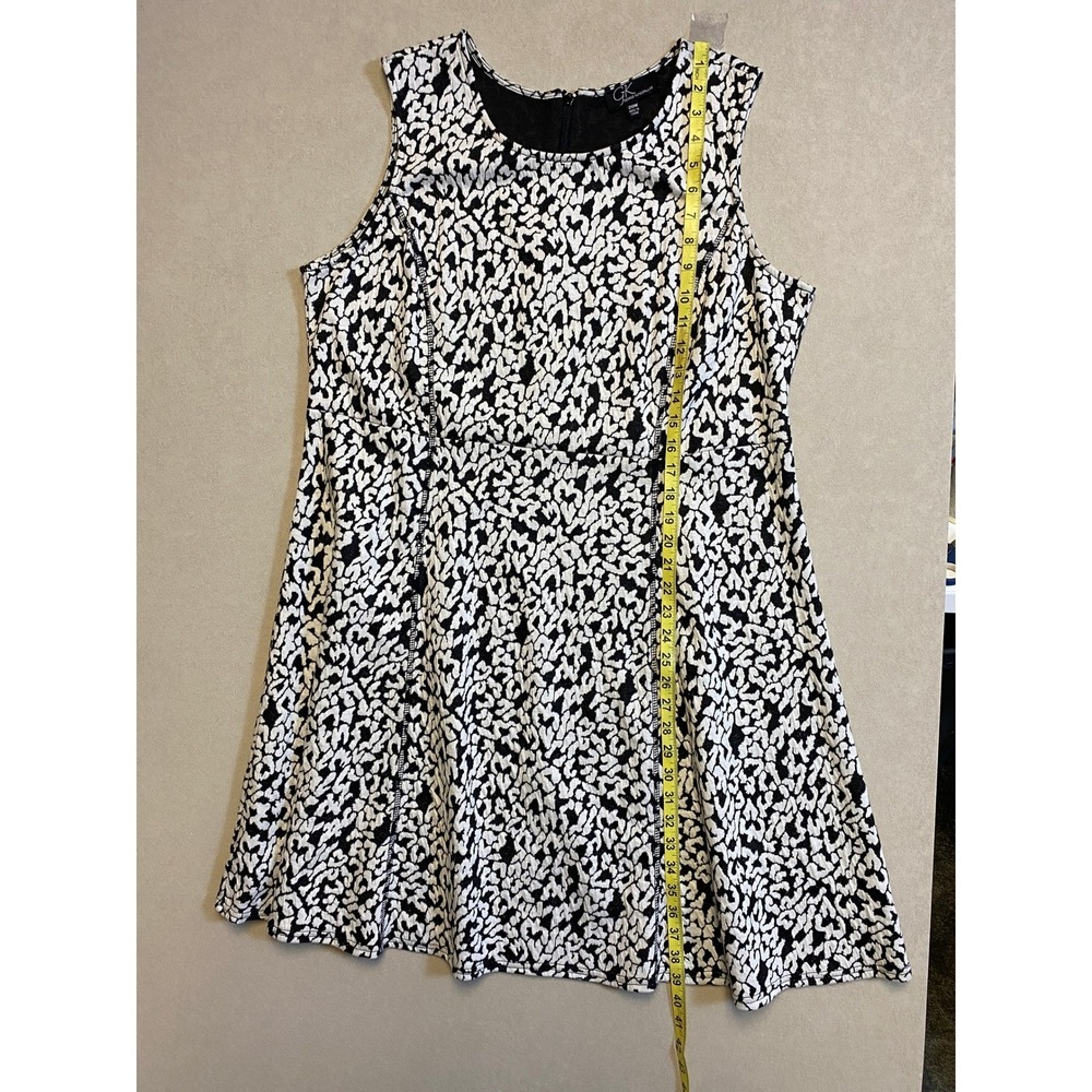 George Kotsiopoulos Black White Print Fit Flare Dress Plus Size 20W